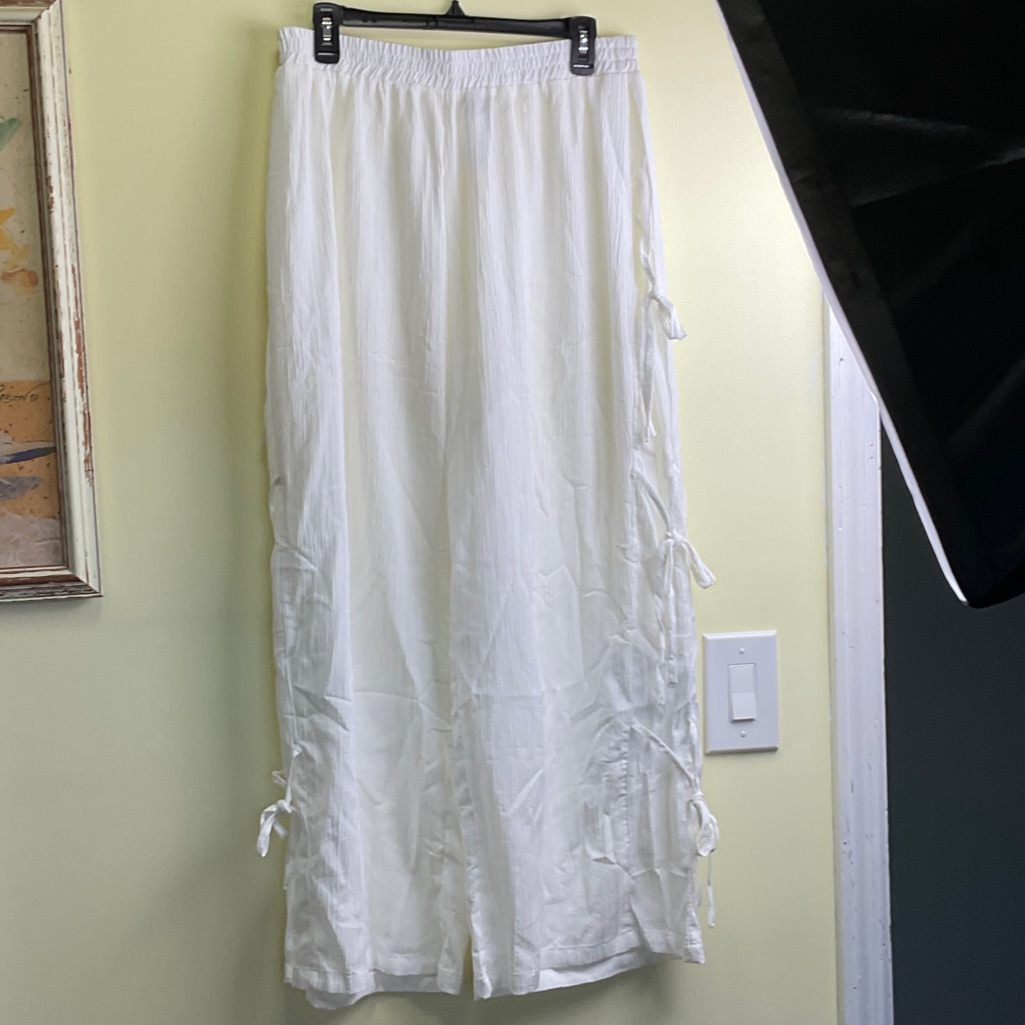Shein White Women's Swim Coverup Pants With Side Ties